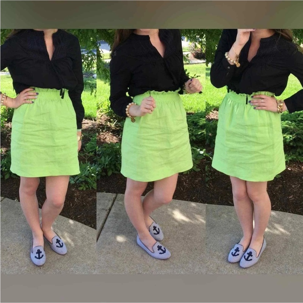 J.Crew Paperbag Waist 100% Linen Blend Short‎ Skirt Size 0 New With Tags pockets